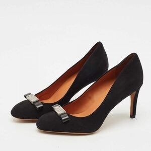 Marc Jacobs Black Suede Heels with Bow Accent